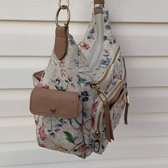 Women Shoulder Bag Multi Color Floral Print Faux Leather Bag - Picture 6 of 10